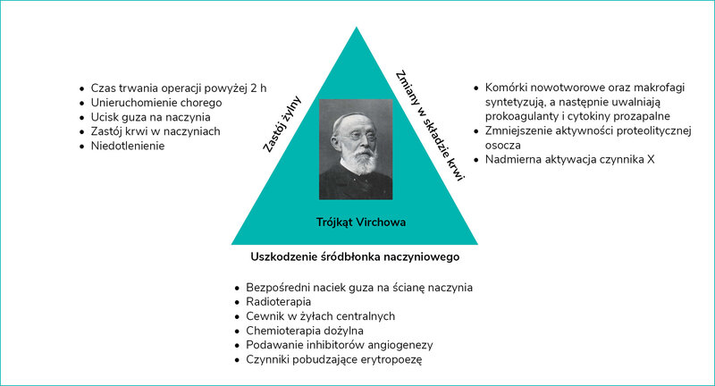 Rycina 1. Patomechanizmy zakrzepicy żylnej w chorobie nowotworowej