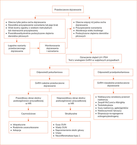 Rycina 2. Algorytm diagnostyczny przedwczesnego dojrzewania