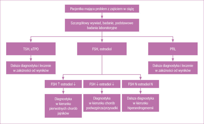 Rycina 1. Wstępna diagnostyka endokrynnych przyczyn niepłodności