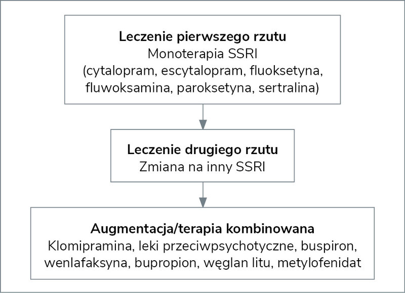 Rycina 1. Schemat farmakoterapii BDD. Zmodyfikowano na podstawie: Hong K. i wsp., 20199