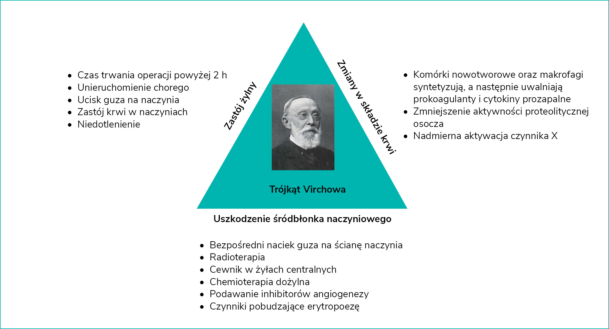 Rycina 1. Patomechanizmy zakrzepicy żylnej w chorobie nowotworowej
