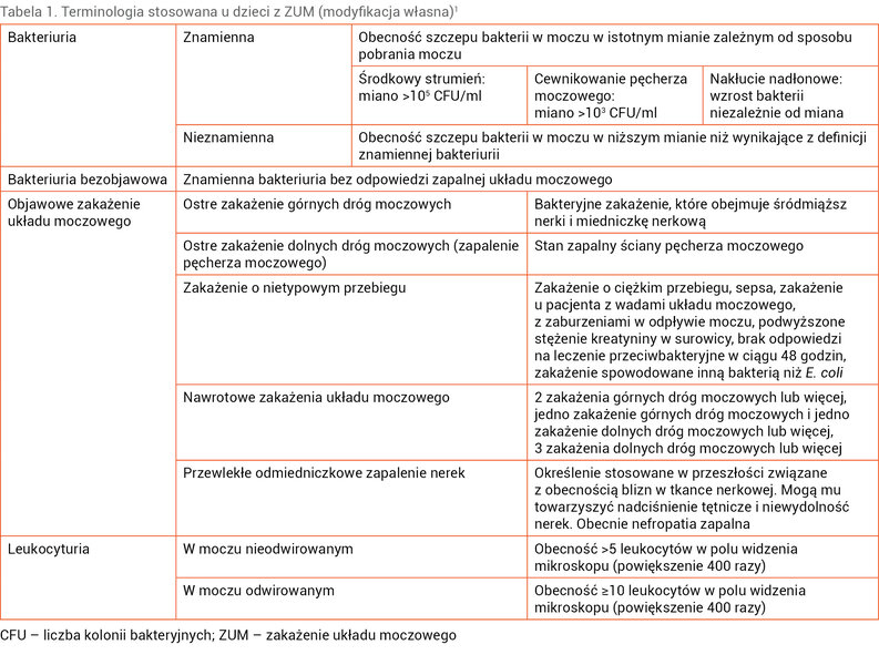 Tabela 1. Terminologia stosowana u dzieci z ZUM (modyfikacja własna)1