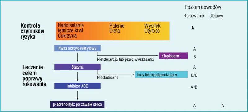 Ry­ci­na 2. Za­le­ce­nia Eu­ro­pe­an So­cie­ty of Car­dio­lo­gy do­ty­czą­ce po­stę­po­wa­nia w sta­bil­nej cho­ro­bie wień­co­wej
