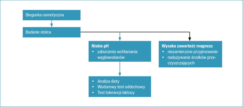 
 
 
 
 Rycina 3. Algorytm postępowania u pacjenta z biegunką osmotyczną 