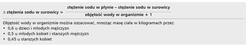 Tabela 2. Oczekiwany wzrost stężenia sodu w surowicy po dożylnym podaniu jednego litra płynu zawierającego chlorek sodu 