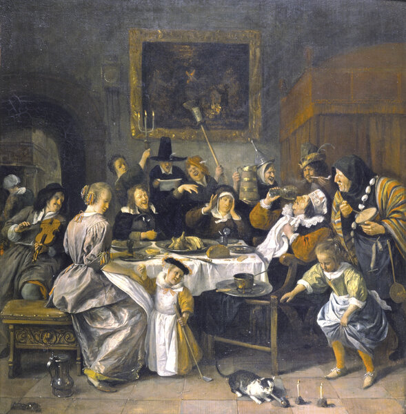 Jan Steen, Święto fasolowe, ok. 1670, olej na płótnie, Staatliche Museen, Kassel