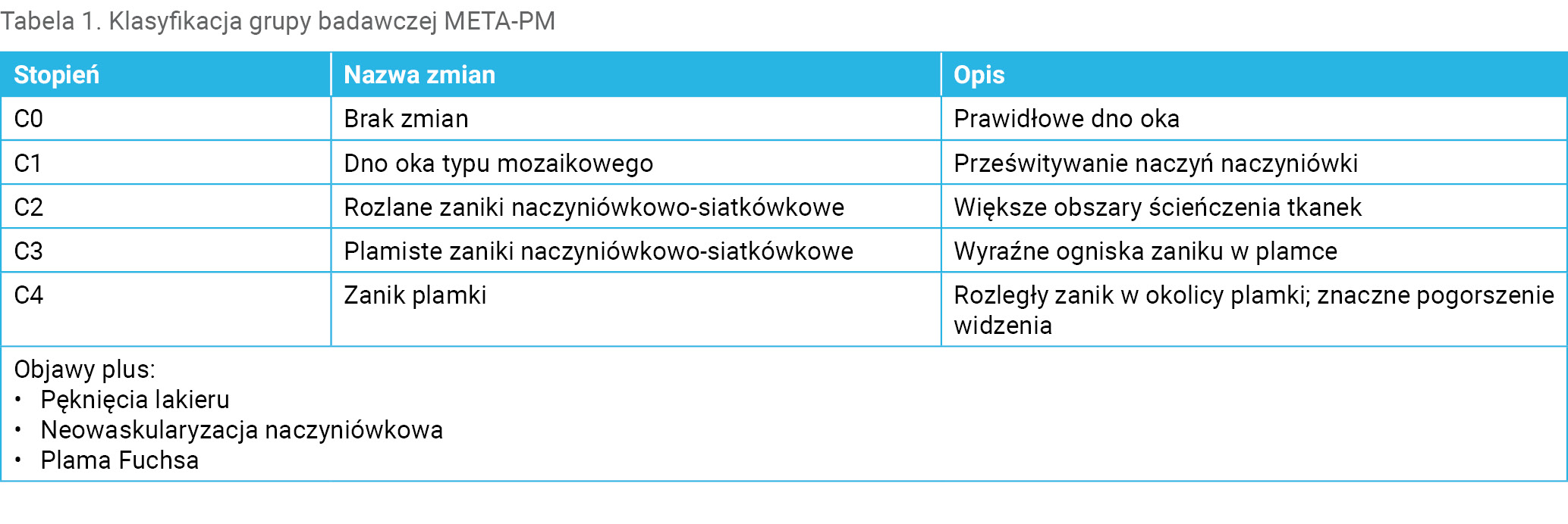 Tabela 1. Klasyfikacja grupy badawczej META-PM