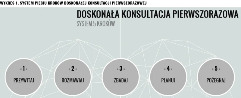 Wykres 1. System pięciu kroków Doskonałej konsultacji pierwszorazowej.