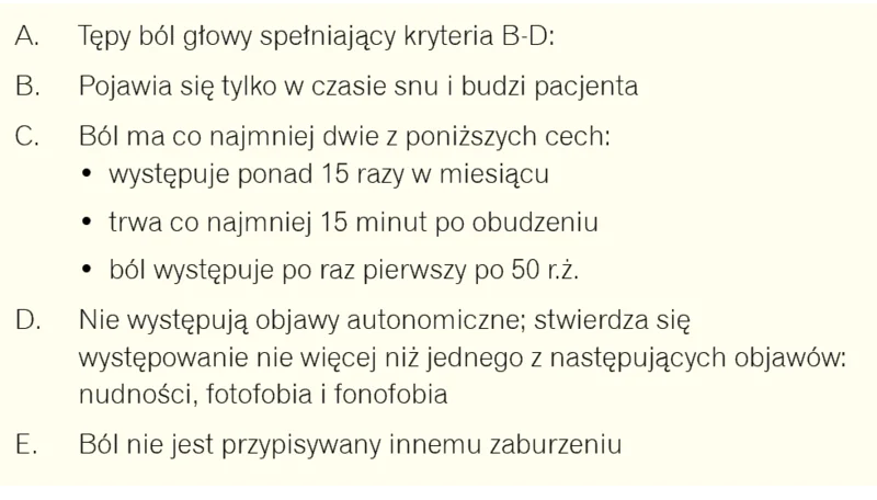 Tabela 5. Kryteria rozpoznawania śródsennego bólu głowy (wg ICHD z 2004 r.)